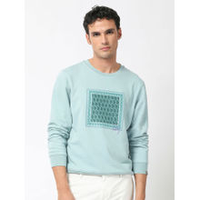 Rare Rabbit Totem Turquoise Graphic Print Sweatshirt