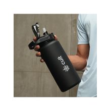 CULT Motivational Bottle 2L Unisex Time Mark Sipper With Straw Black