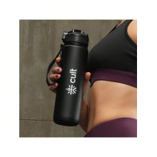 CULT Motivational Bottle 1L Unisex Time Mark Sipper With Straw Black
