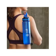 CULT Motivational Bottle 1L Unisex Time Mark Sipper With Straw Blue