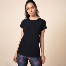 Nykd by Nykaa Essential Stretch Cotton Tee In Relaxed Fit , Nykd All Day-NYLE 047 - Black