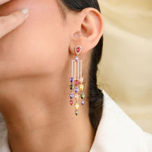 METALM Elegant Multicolor Crystal Drop Earringsin 925 Silver