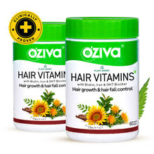 OZiva Hair Vitamins ( With Biotin, Vitamin E & Iron) For Hair Re-Growth & Hairfall Control Pack Of 2