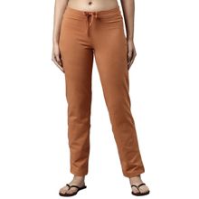 Enamor Womens E014-mid Rise Slim Fit Basic Straight Leg Cotton Lounge Pants-terra Cotta