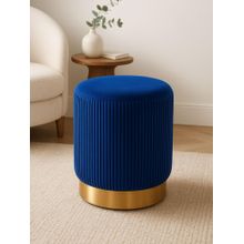 JABRIX Luxury Velvet Pouf with Gold Base Elegant Living Room Accent Stool