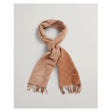 GANT Men Beige Knitted Typographic Tasselled Scarf