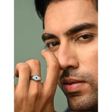 CLARA 925 Silver Adjustable Platinum Plated Kian Evil Eye Men Ring