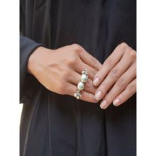 Noor By Saloni Silver Firoza Ghungroo Free-Size Ring