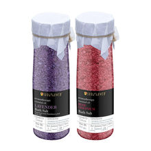 Soulflower Lavender & Rose Geranium Bath Salt Combo For Detoxifying Skin And Feet Relaxation