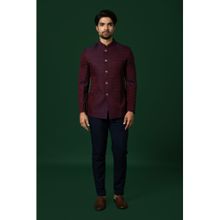 KISAH Men Maroon Bandhgala & Trousers (Set of 2)