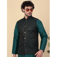 Kraft India Men Black Embroidered Sequins Jacquard Nehru Jacket