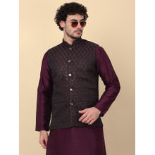 Kraft India Men Purple Embroidered Sequins Jacquard Nehru Jacket
