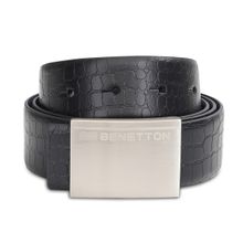 United Colors of Benetton Men Black/Navy Leather Romano Reversible Belt