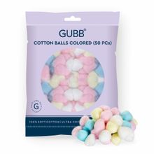 GUBB Coloured Cotton Balls For Face Cleansing & Makeup Removal - 50 Pieces