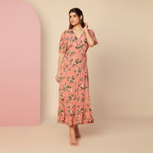 Twenty Dresses by Nykaa Fashion Pink Floral Printed V Neck Fit And Flare Midi Wrap Dress