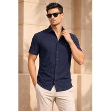 Parcel Yard Men's Casual Plain Half Sleeve Regular Fit Cotton Teal Shirt