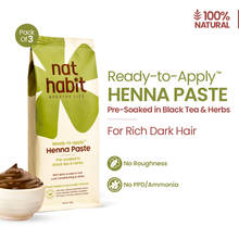 Nat Habit Ready-To-Apply Henna Paste Pre-Soaked In Black Tea, Rosemary Oil & Herbs - Dark Brown