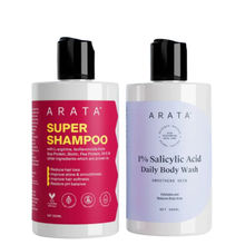 Arata Smooth Hair & Skin Duo - Super Shampoo & 1% Salicylic Acid Body Shower Gel