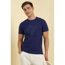 Allen Solly Men Navy Blue Crew Neck T-shirts