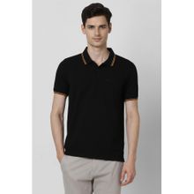 Peter England Men Black Solid Polo T-shirt