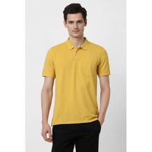 Peter England Men Yellow Printed Polo T-shirt