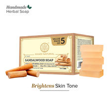Khadi Natural Sandalwood Soap for Tan Removal, Acne and Rough Skin Pack of 5
