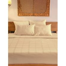 Unalome Caramel Squares 300 Tc Fitted Bedsheet with Two Pillow Covers