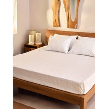 Unalome Shell White 200 Tc Fitted Bedsheet with Two Pillow Covers