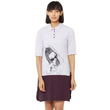 SOIE Womens Super-Soft Cotton Viscose Knee Length Sleep Shirt - Purple