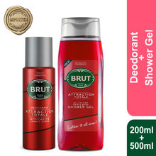 Brut Attraction Total All - In- One Hair & Body Shower Gel + Deodorant Spray