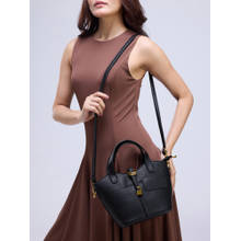 Twenty Dresses by Nykaa Fashion Black Padlock Detail Mini Tote Sling Bag For Women