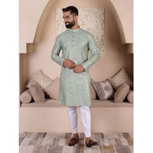 Lightpole Men Ethnic Embellished Green Kurta