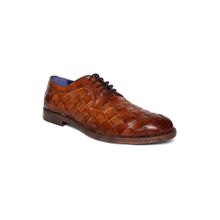 MASABIH Genuine Leather Tan Inter Lacing Casual Derby Lace Up Shoes for Men