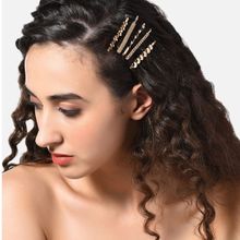 Zaveri Pearls Gold Tone Set of 5 Classy Contemporary Bobby Hair Pins-ZPFK17684