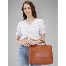 Caprese Women Shawn Tan Medium 16 Inch Laptop Bag With Detachable Strap