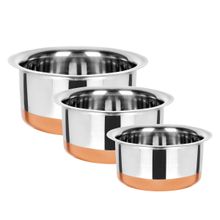 Omega Stainless Steel Copper Bottom Tope, Patila - Set of 3