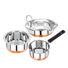 Omega Stainless Steel Copper Bottom Cookware Set Big - 3Pcs