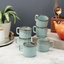 VarEesha Tranquil Blue Ceramic Stackable Tea Cups Set of 6