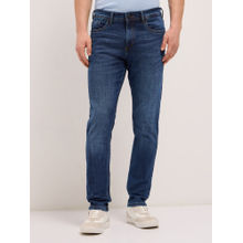 THE BEAR HOUSE Mens Mid Blue Slim Fit Cotton Jeans