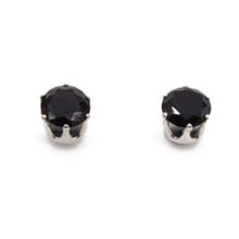 OOMPH Jewellery Pair Of Black Stone Silver Stainless Steel Magnetic Stud Earrings For Men & Boys