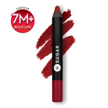 SUGAR Matte As Hell Crayon Lipstick With Free Sharpener,Lasts Up To 8+ Hours - 10 Cherry Darling