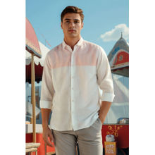 Louis Philippe Men White Slim Fit Colorblock Full Sleeves Casual Shirt