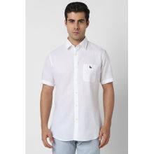Van Heusen Men White Slim Fit Solid Half Sleeves Casual Shirt