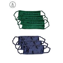 Bellofox Emerald And Sapphire Sheen 3-layer 3-ply Satin Cotton Face Mask (pack Of 6)