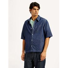 Levi's Men's Solid Dark-Blue Spread Collar Denim Shirt