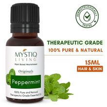 Mystiq Living Peppermint Essential Oil For Hair Growth, Dandruff & Itchy Scalp - 100% Pure Organic