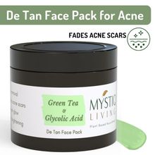 De Tan Face Pack Clay Mask For Oily Acne Prone Skin, Glowing Skin with Green Tea & Glycolic Acid