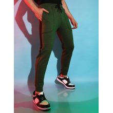 Campus Sutra Men Dark Green Striped Trackpant