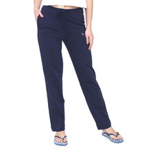 Vami Plain Cotton Rich Casual Lower - Navy Blue
