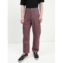 necked Men Brown Relaxed Fit Cargo Pant